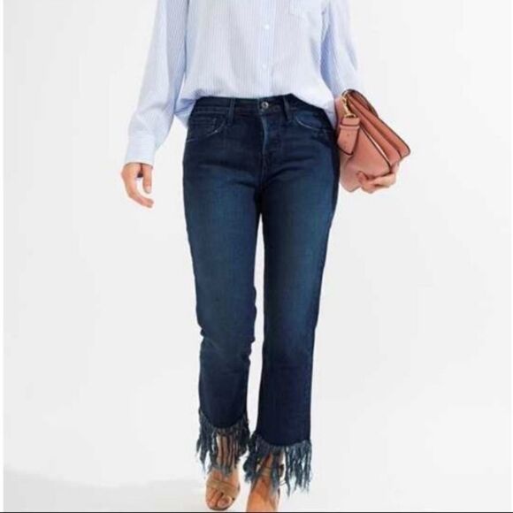 3 x 1 Blue Straight Fringe Jeans Size 28